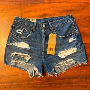 Levi high rise jean shorts